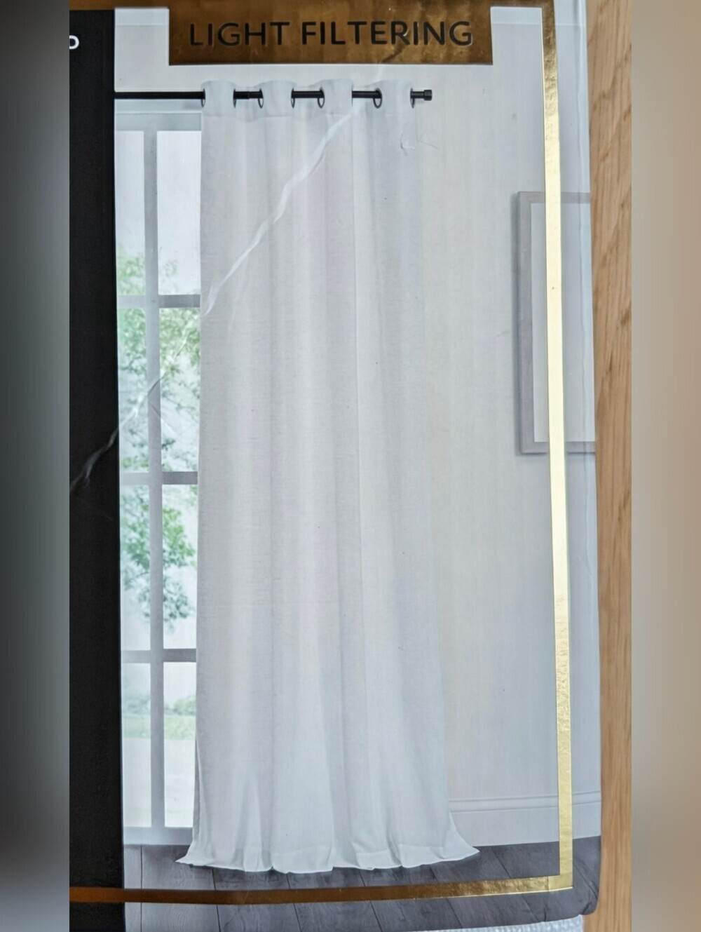 NWT Fieldcrest Lined White Linen Blend Light-Filtering Grommet Panel 50x84